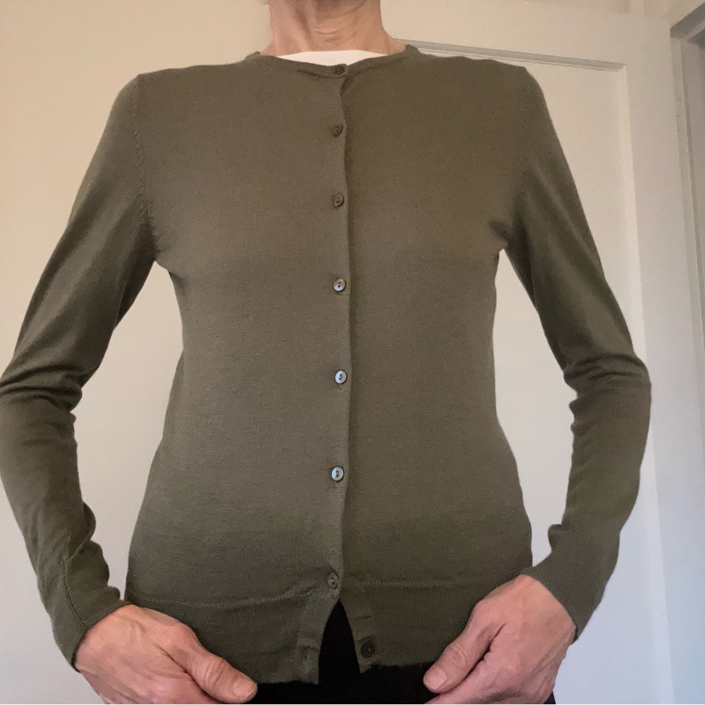 Muji khaki wool cardigan S